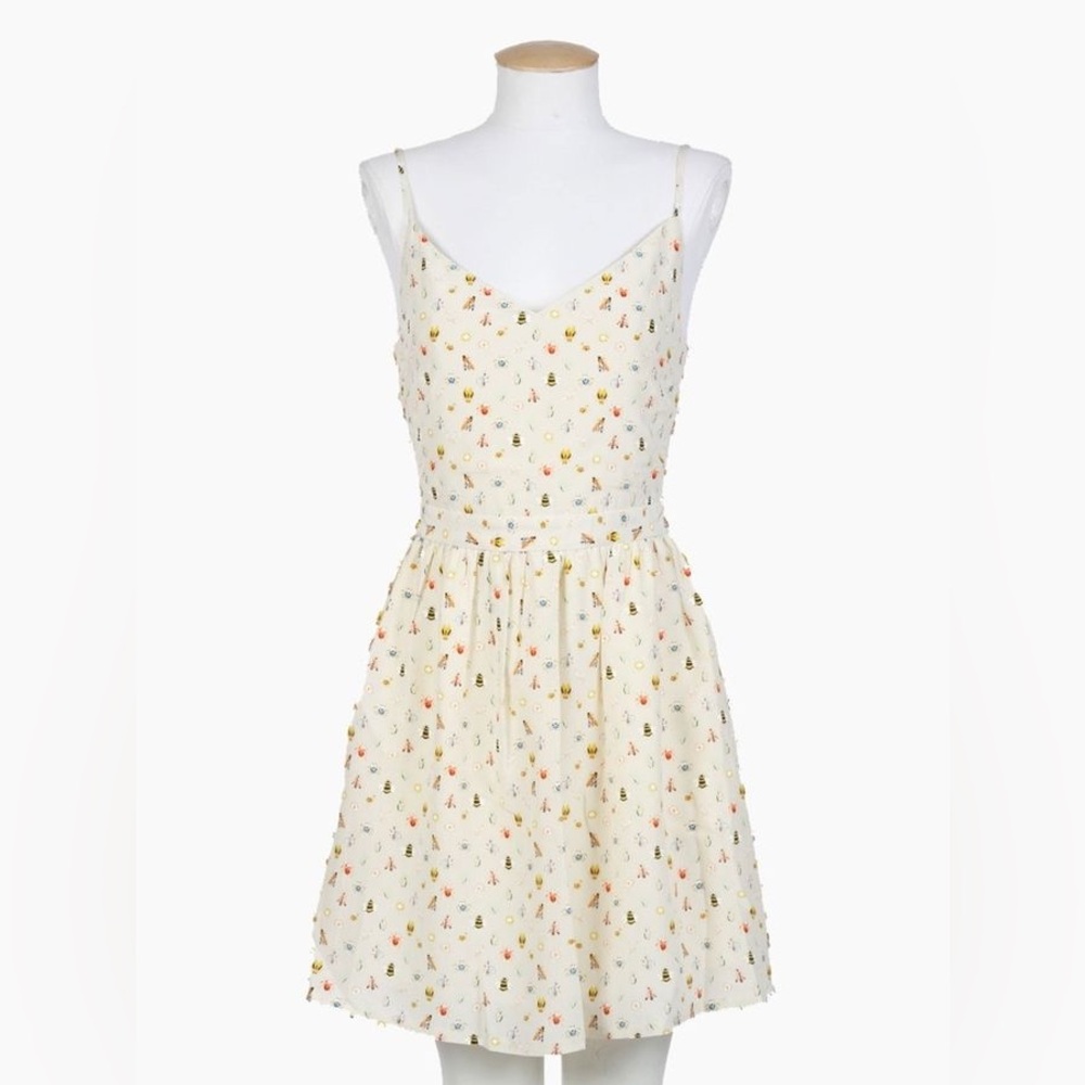 Joie Hudette 100% Silk Bug Print Sundress – Cream, Size m
